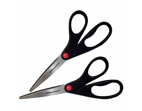 Office Depot® Brand Scissors, 8", Straight, Black, Pack Of 2