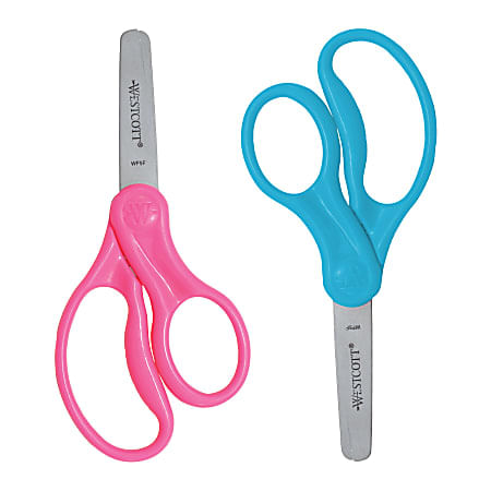 Westcott® Hard Handle Kids Value Scissors, 5", Blunt, Assorted Colors, Pack Of 2