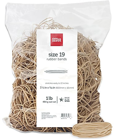 Office Depot® Brand Rubber Bands, #19, 3-1/2" x 1/16", Crepe, 1-Lb Bag