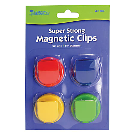Learning Resources Super Strong Magnetic Clips Set - 1.5" Diameter - 50 Sheet Capacity - for Whitebo