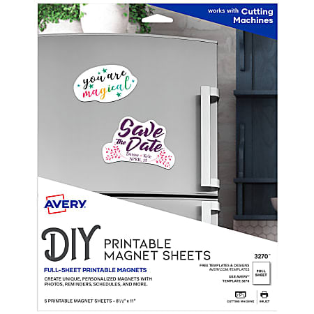 Avery® Inkjet Magnet Sheets, 8 1/2" x 11", Pack Of 5 Sheets