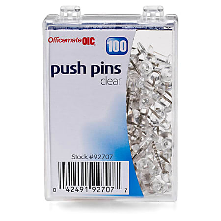 OIC® Pushpins, Clear, Box Of 100